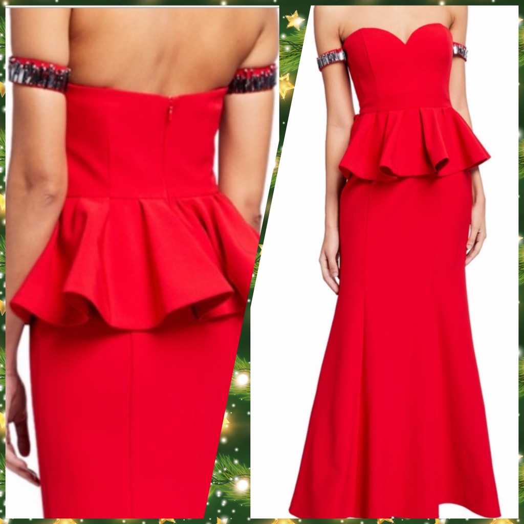 Strapless Long Red Dress.